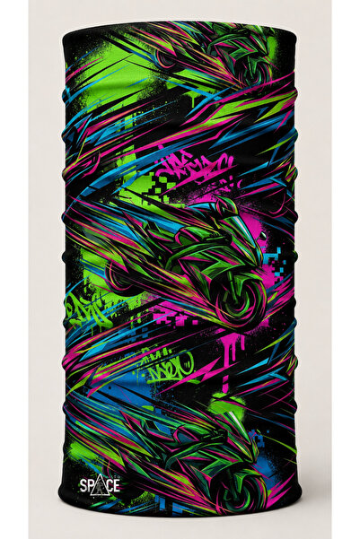 spacemoto Neon Racing Motor Desenli Bandana Street Rider Buff