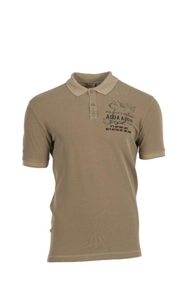Arma Ar-Ma Men's Polo Collar T-Shirt with Text Print Regular Fit Double Colla...