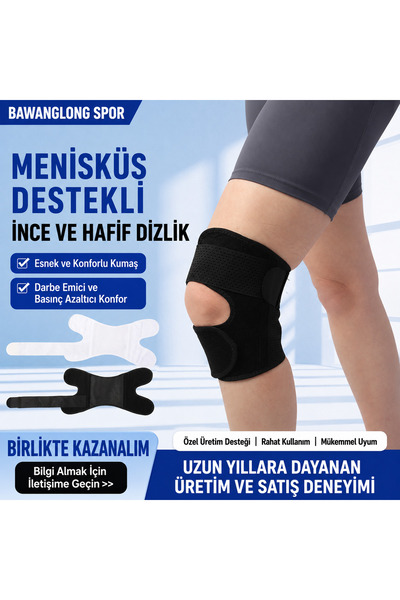 KEMOVE Menisküs Destekli Dizlik Yan Yaylı Diz Koruyucu Çapraz Bantlı Spor Diz...