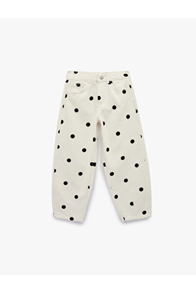 Koton Yüksek Bel Pamuklu Puantiyeli Balon Form Denim Pantolon
