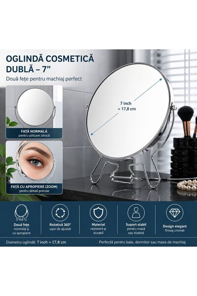 V.V LOVE Oglindă cosmetică dublă 7” – două fețe