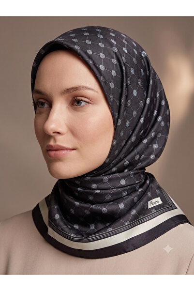 Picasso Silk Look Black Crystal Scarf – Twill Stylish Design 90X90