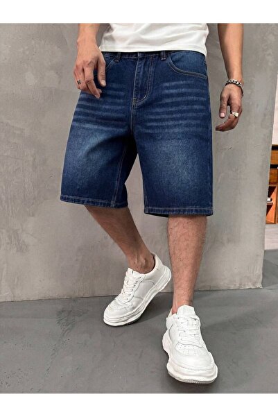 WKM Erkek Oversize Asit Yıkama Denim şort
