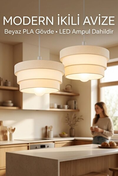 Oxyteez Minimal Salon Plastik Ledli Sarkıt Avize Dekoratif Aydınlatma Tekli İ...