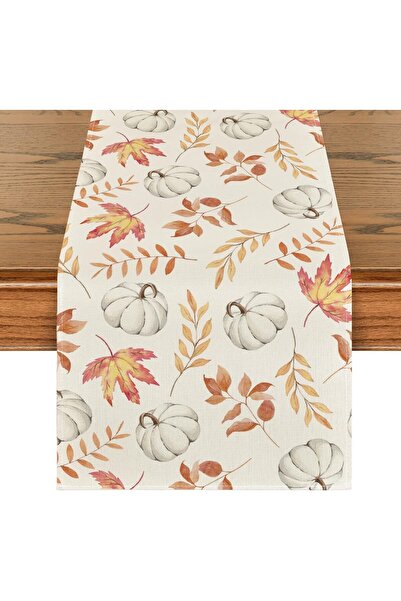 OEM Runner de masă decorativ de toamnă cu model de dovleci 40x140 cm portocaliu