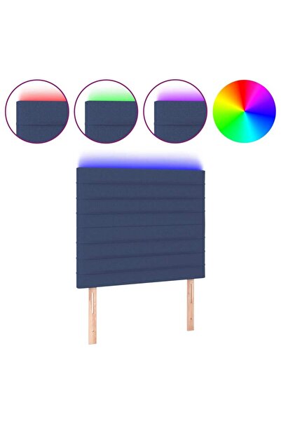 vidaxl Tăblie de pat cu LED, albastru, 90x5x118/128 cm, textil