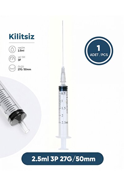 Genject 02,5 ml. , 3 Parçalı , 27G (0.41mm.), 50mm, Gri İğneli Dental Şırınga...