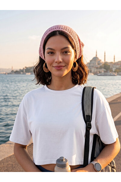 M&C Colleciton Kadın %100 Pamuk Yazlık File Örgü Fular Bandana Saç Aksesuarı
