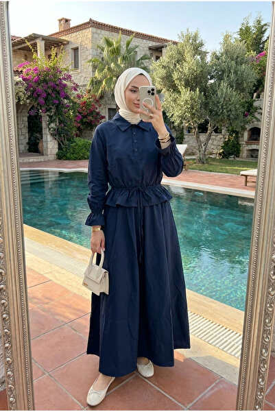 Kirazca Butik Women's Waist Drawstring Detailed Shirt Skirt Hijab Set (Unlined)