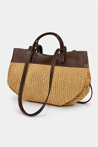 Çantacımstore Γυναικεία τσάντα Cyme Mini Pinterest με αντίθεση σε καφέ χρώμα ...