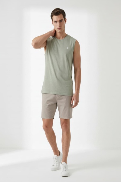 Giyim Dünyası Men's Crew Neck Tank Top Stone