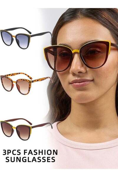 ROAISS 3 Pack Womens Cat Eye Sunglasses UV Protection Fashion Decorative Eyew...