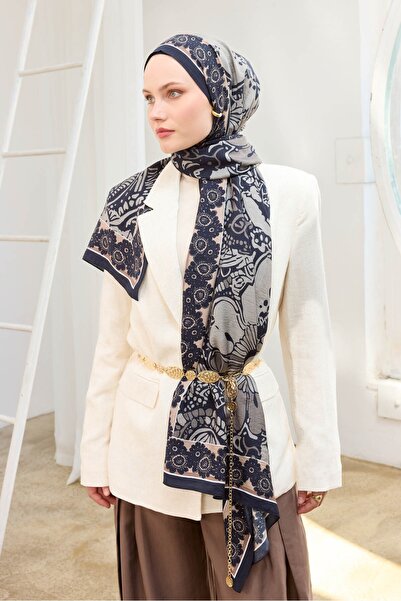 Silk Home Urban Hours Flower Navy Blue Mayda Shawl