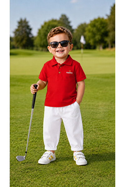 Momivi Kids Bebeluși și copii, 100% bumbac, cu mânecă scurtă, guler polo, tri...