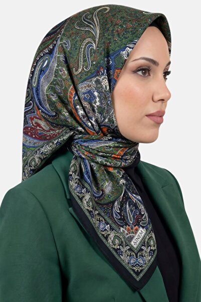 hadiora Women's Black Green Ethnic Pattern Stitched Writing