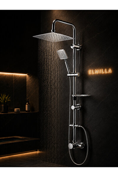 elmilla Dubai Robot Duş Seti Yağmurlama Tepe Full Krom Duş Seti Lüx Tasarım