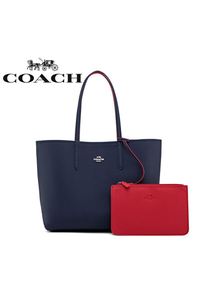 By Coach حقيبة يد نسائية كبيرة السعة ذات وجهين بلونين، حقيبة كتف، حقيبة كروس ...