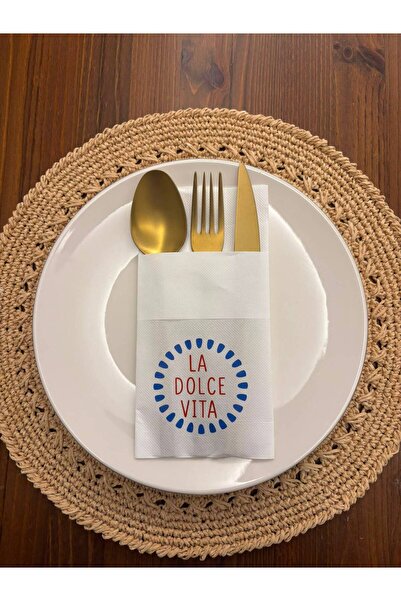 kidspartim La Dolce Vita (Sweet Life) Printed Napkins with Kangaroo Pockets, ...