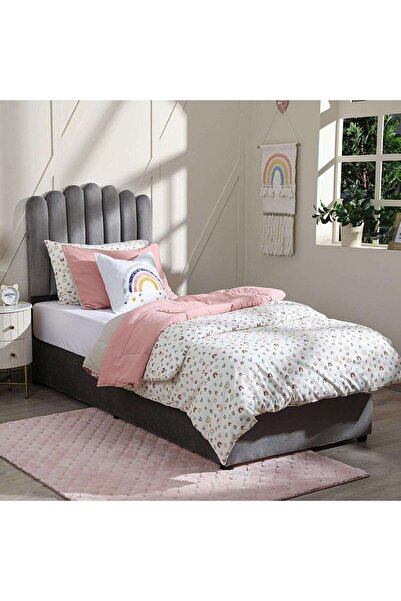 PAN HOME سرير أحادي ANNA من المخمل الرمادي مقاس 120×200 سم