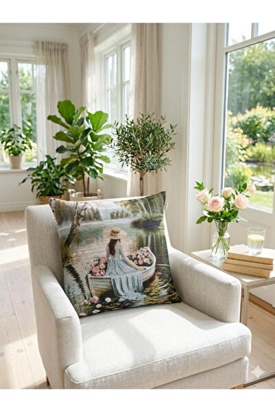 Believe Tapiserie decorativă țesută jacquard cu nufăr, 45*45