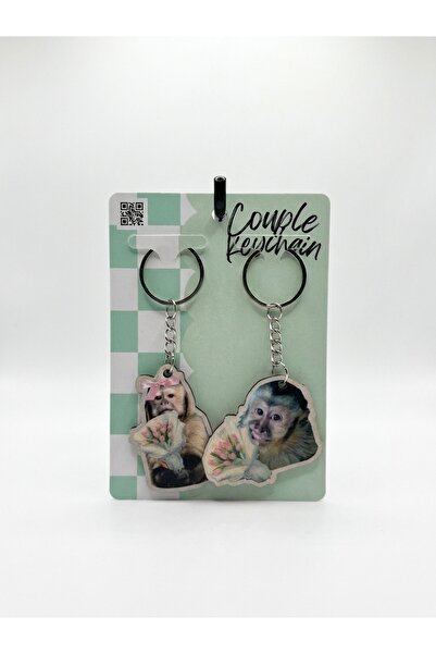 Hurbuy İkili Anahtarlık Seti Couple Keychain Komik Maymun Akrilik Anahtarlık ...