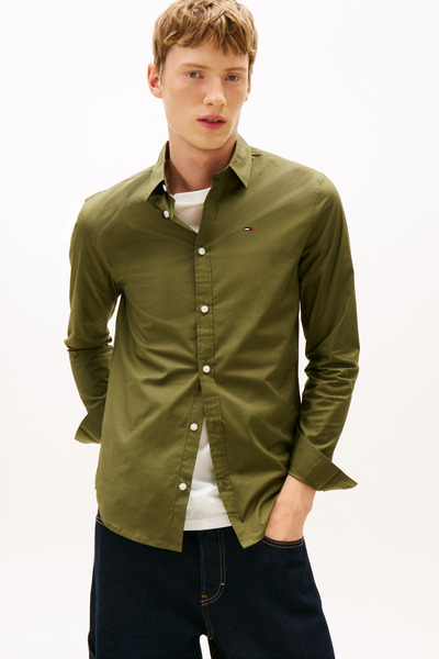 Tommy Hilfiger Tjm Original Stretch Yeşil Erkek Gömlek