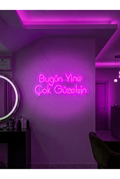 dekoraven Bugün Yine Çok Güzelsin Neon Led Işıklı Tabela Güzellik Salonu Ev D...