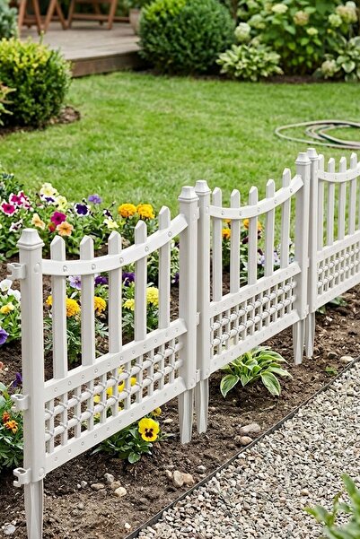 Alezy 5998 Plastik Dekoratif Bahçe Çiti Elite 60x55 Tekli Beyaz
