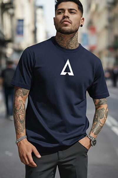 tkn your style Tricou din bumbac cu imprimeu grafic Triangle pentru bărbați