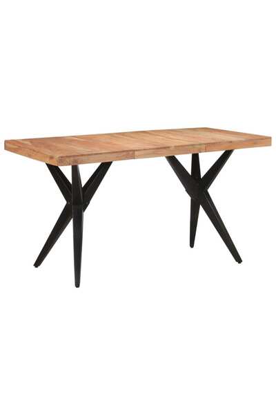 vidaxl Masă de bucătărie, negru, 140x70x76 cm, lemn masiv de acacia