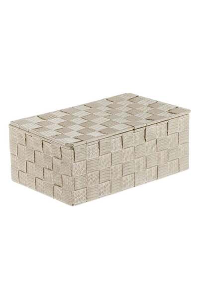 OEM Cutie depozitare împletită tip ratan bej cu capac, pentru organizare, 27,...