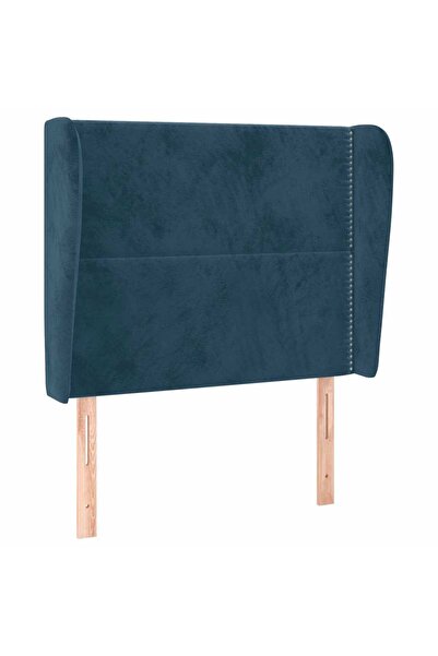 vidaxl Tăblie pat cu aripioare albastru închis 83x23x118/128cm catifea