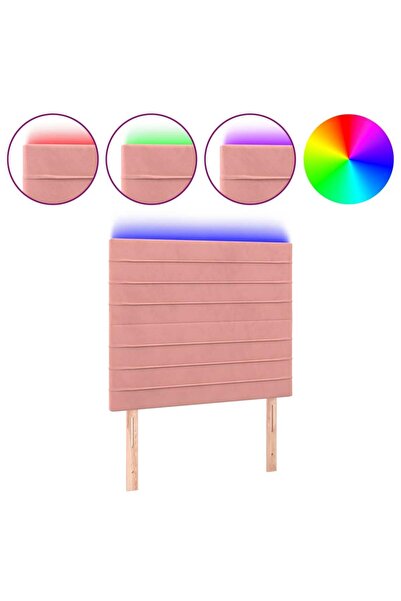 vidaxl Tăblie de pat cu LED, roz, 80x5x118/128 cm, catifea