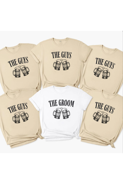 SUNFREE Men's Special Bachelor Party Special Printed 6-Pack Oversize Basic Ts...