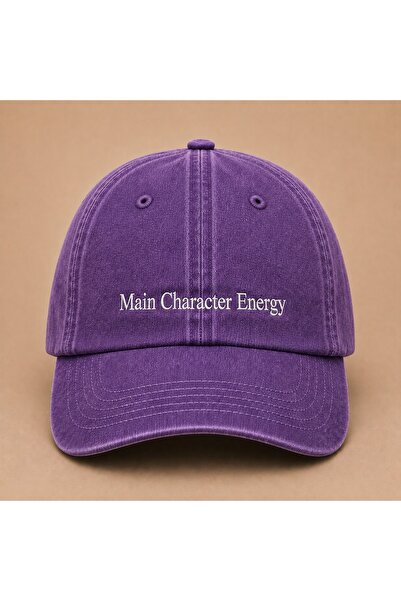 WeavedCo Main Character Energy Written Vintage Washed Hat (Not Printed, Embro...