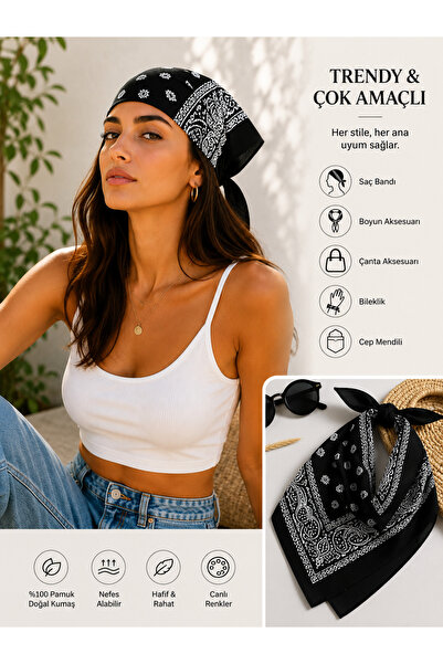Bandana نمط عرقي من القطن بنسبة 100%