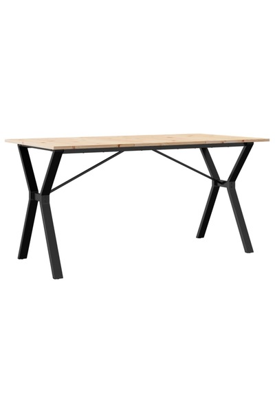 vidaxl Masă de bucătărie, cadru Y, 160x80x75cm lemn masiv pin și Oţel
