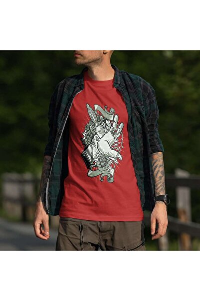 iLovePrints Illustration of a Hand, Sword, and Roses Tshirt