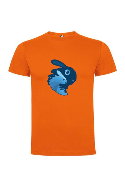 iLovePrints Blue Bunny Mascot Illustration Tshirt