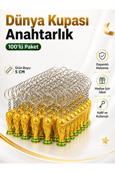 Genel Markalar Dünya Kupası Figürlü Gold Anahtarlık 5 cm Hediyelik Taraftar A...