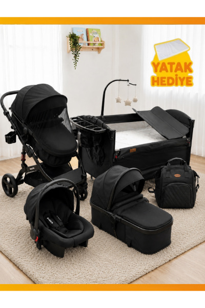 modabebekler 13 Parça Çeyiz Seti Çift Yönlü Travel Bebek Arabası, Anne Yanı A...
