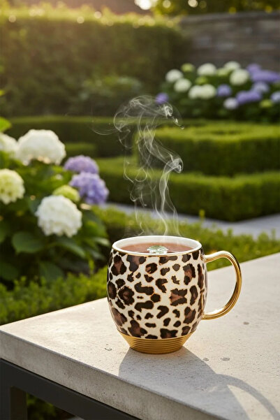 Bereketli Store Acar Ortigia Leopard Patterned Mug |   200 ml Decorative Coff...