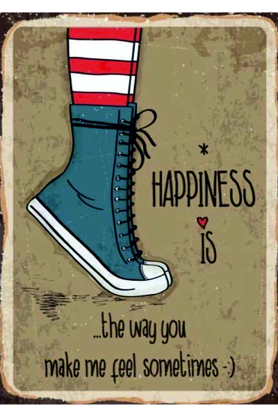 Lucena Happiness Is Tablo din lemn MDF Decor de perete în stil antic pentru c...