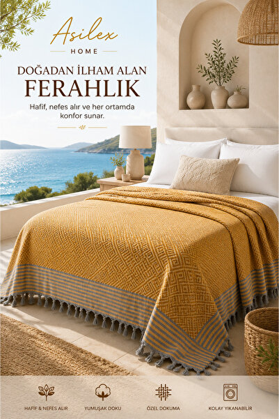 Asilex Home Collection Çift Kişilik Dokuma Atıl Pike Örtüsü 200x250 cm Pamukl...