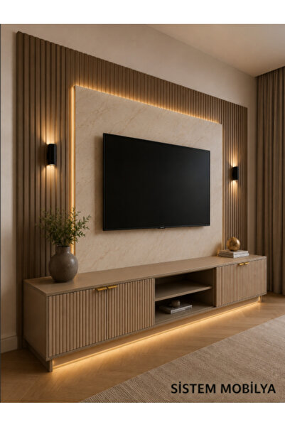 Sistem Mobilya Ledli tv paneli, tv ünitesi, duvar lambiri