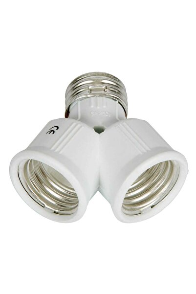 VK Lighting Αντάπτορας ντουί από Ε27 σε 2ΧE27, Λευκός