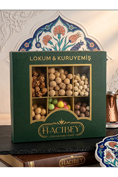 HACIBEY LOKUM KURUYEMİŞ ÇİKOLATA KARIŞIK 3 TUZLU 3 TATLI LEBLEBİ HEDİYELİK KU...