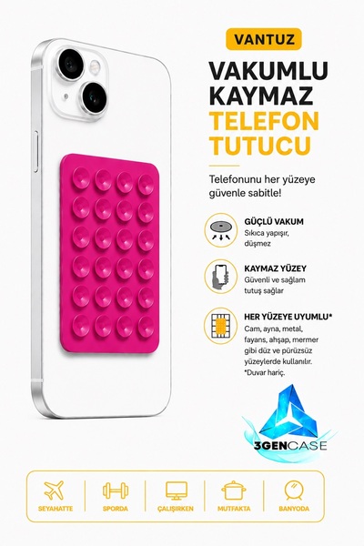 3GEN CASE Cep Telefonu Tutucu Vantuz Vakumlu Kaymaz Tüm Telefonlar ile Uyumlu...