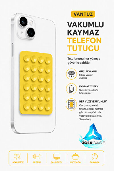 3GEN CASE Cep Telefonu Tutucu Vantuz Vakumlu Kaymaz Tüm Telefonlar ile Uyumlu...