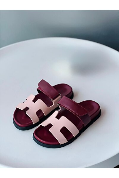 HERMES PARIS صندل شيبير نسائي من جلد العجل بلونين
